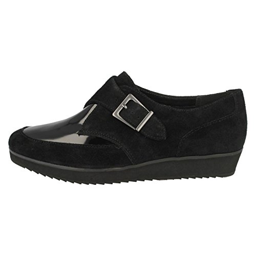 Clarks Womens Smart Clarks Compass Point Suede Shoes In Black Standard Fit Size 7