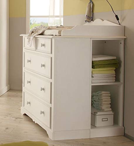 Preisvergleich Produktbild Froschkönig24 Cinderella Premium Wickeltisch Wickelkommode aufsatz Weiß lackiert