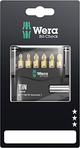 Wera Bit-Sortiment, Bit-Check 7 TiN PZ Universal 1 SB, 7-teilig, 05073538001 - 3