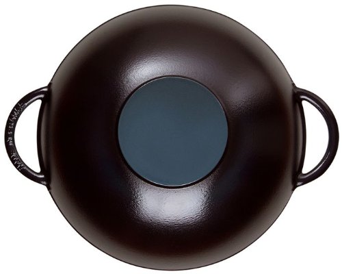 Staub Wok mit Glasdeckel (37cm, 5,7 L mit mattschwarzer Emaillierung im Inneren des Topfes) schwarz - 4