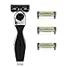 SHAVE-LAB - TWEE - Manual Razor with 4x Razor Blades (P.6+1 - 6 blades + trimmer - for men, black)