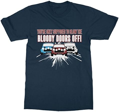 Blow The Bloody Doors Off Italian Job T-Shirt (XLarge, Navy Blue)