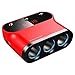 Produktbild SUNGOLDPOWER 12V 24V Auto Zigarettenanzünder Verteiler Adapter 3-Fach DC Buchse Stecker Dual Smart USB KFZ Ladekabel Auto Ladegerät mit Separate Schalter, 10A Aktuelle Sicherung und LED Indikator (Rot mit LED)