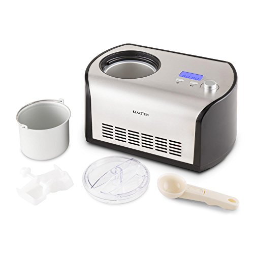 Klarstein Snowberry & Choc Eismaschine Speiseeismaschine (135 Watt, 1,2 Liter Fassungsvermögen, Kühlhaltefunktion, Timer, einfache Reinigung, inkl. Rezeptvorschläge) silber - 6