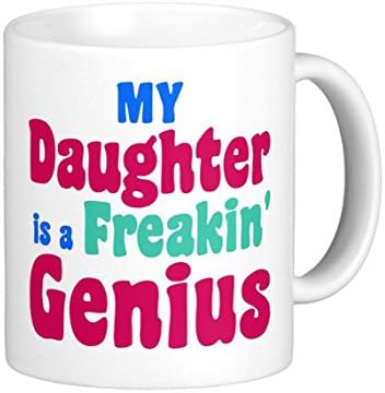 genius daughter funny gift for dad or mom basic white mug - Best Gift For Mom! Mather's Coffee Tea 11oz Ceramic Cup. Unique Gifts For Women &amp; Husband! Christmas, Birthday, Mather's Day - Customize mug - Customize mug by LVSURE