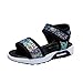 Produktbild Sandalen für Kinder - cinnamou Baby Mädchen Jungen Kleinkind Sandalen mit Pailletten Klettverschluss - Buling Buling Princess Schuhe, Sommerschuhe, Zwischensohle, Strand-Flipflops Zum Schlüpfen - Für Mädchen und Jungen - Für Spaziergänge, Reisen (35, Blau)