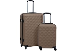 vidaXL Hartschale Trolley Set 2-TLG. 4 360-Grad-Rollen Hartschalenkoffer Reisekoffer Koffer Kofferset Handgepäck Bordgepäck Reise Braun ABS