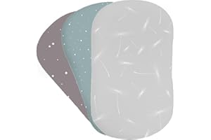 Bear's Little Fish 3er-Pack Moses Korb Bettlaken | 100% GOTS Bio-Baumwolle | Geschlechtsneutral Anthrazit, Silber für Baby | Spannbettlaken für ovale, Sanduhr und rechteckige Matratze, Mehrfarbig