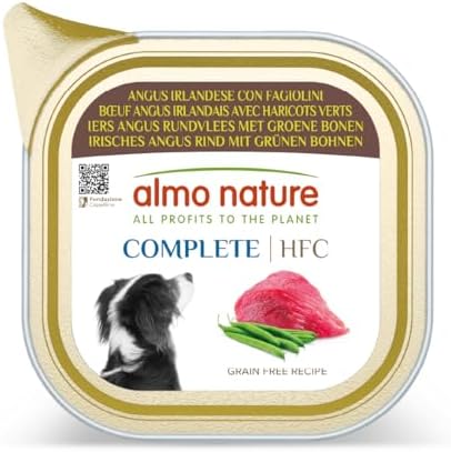 almo nature HFC Complete - Alimento Umido per Cani Adulti - Angus Irlandese con Fagiolini - qualità Human Grade, Senza Glutine, Monoproteico - 85g, Confezione da 17