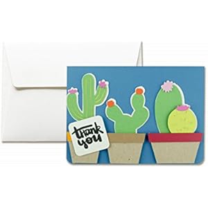 Thank you - Danke - Kaktus - Geschenk für dich - Grußkarte mit Umschlag (10,5 x 15 cm) - handgemachte Karte - freier Raum nach innen