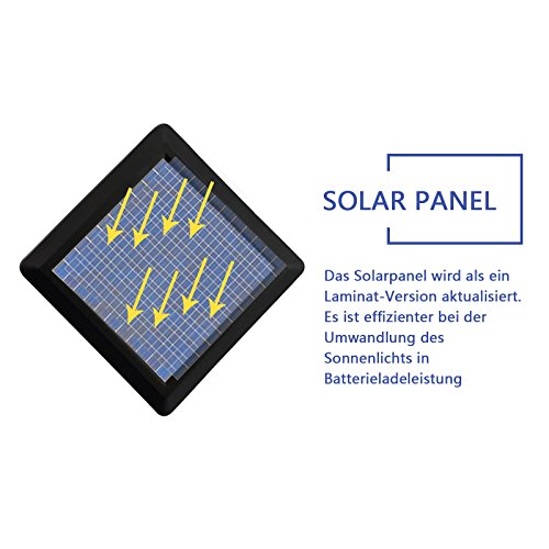 OUBO LED Solarleuchten mit Bewegungsmelder Solarlampe 12 LEDs 300 LM, 2 Modi, für Garten, Patio, Zaun, Hof, Balkon, Terrasse, Haus, Auffahrt Dämmerungsschalter IP44 Energiesparend schwarz - 5