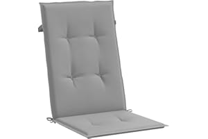 vidaXL Gartenstuhlauflagen für Hochlehner 4 STK., Gartenstühle Sitzauflagen, Sitzkissen Polsterauflagen UV-Beständig, Hochlehner Auflagen, Grau Stoff