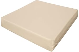 GOLDSTAR SHOP Goldstar 10cm/4 inch Thick Waterproof Seat Pad Rattan Garden Furniture Outdoor Indoor Foam Filled Booster Cushion With Removable Fabric Zipper Cover (45 x 45cm/18" x 18", Cream)
