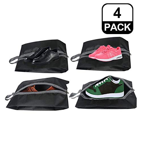 Preisvergleich Produktbild Schuhbeutel Schuhtasche - YeeStone 4er Set Schuhsack Schuhtaschen Wasserfeste Schmutzabweisender Schuhbeutel Reise Schuhsack Reise Shoebag Tasche Nylon mit Reißverschluss - für Sport und Reisen (Schwa