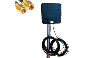 W WONECT Antenas 4G Exterior Larga Distancia Compatible LTE 46dBi Alta Potencia - Largo Alcance señal Conexion 3G,4G,5G LTE Internet (10m Fija, Negro)