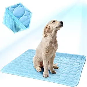 Qpets 100 * 70cm Cooling Mat for Dogs Washable Dog Cooling Mat Pet Cooling Mat Nylon Ice Silk Soft Cotton Stuffed Pad Cooling Bed for Dogs(XL)