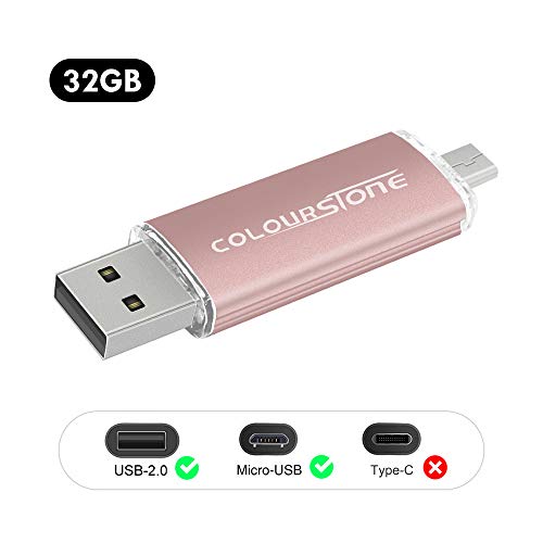 Memoria USB 32GB, Colourstone Dual Drive Mini USB Stick Pendrive Portatile Compatibile con Samsung Huawei Smartphones e Tablet Memory Esterno (Oro rosa)