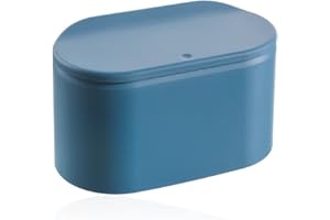 ACONDE Stołowy kosz na śmieci, do biura, z pokrywką, do łazienki, kuchni, biura, przenośny uchwyt, niebieski