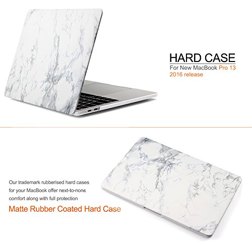 iDOO MacBook Schutzhülle / Hard Case Cover Laptop Hülle [Für 2016 MacBook Pro 13 Zoll mit/ohne Touch Bar und Touch ID: A1706 und A1708] – matt, Weißer Marmor - 2