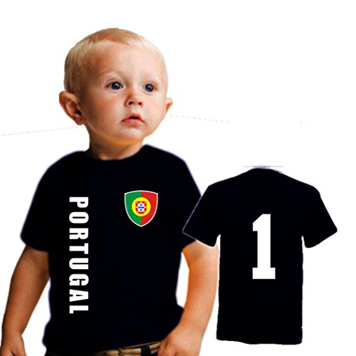 Potugal BABY T-Shirt – Trikot Look – Gr. 56-86 – schwarz (68/74)