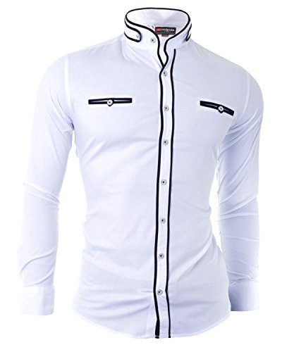 D&R Fashion Camisa hombres de manera con corte de moda y el abuelo del collar de fijación decorativo