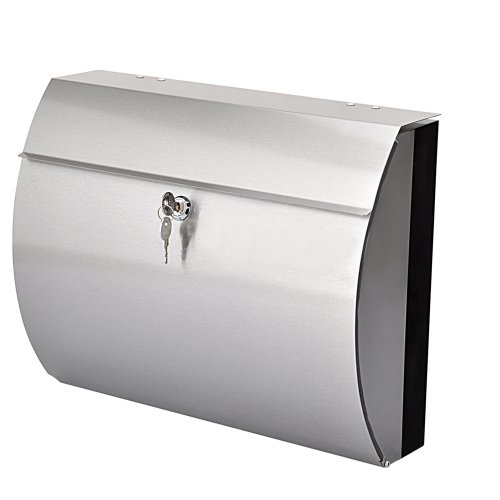 Preisvergleich Produktbild Jago Wandbriefkasten / aus Edelstahl mit Zeitungsfach, modernes Design / Briefkasten Mailbox Postkasten Letterbox