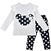 TiaoBug 2pcs Baby Girls Kids Bowknot T-shirt Tops + Polka Dots Pants Trousers Outfits Set 12-18 Months Navy Blue