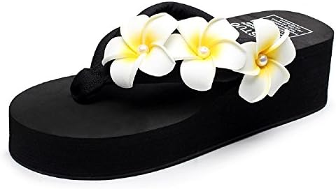 Women's Flower Pearl Creepers Flip Flops Beach Slippers
