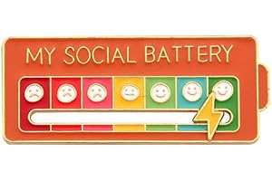 QISUO MY SOCIAL BATTERY Enamel Pin Funny Social Battery Indicator Lapel Pin Mood Conversion Brooch Pin 7 Days Mood Pin Badge Cute Creative Expression Pin Brooch Men Women Gift