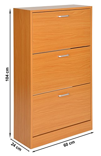 ts-ideen Schuhschrank Schuhaufbewahrung Regal Schuhkipper Holz-Farben Flur Diele Standregal Schuhregal 3 Fächer 104 x 60 cm - 8