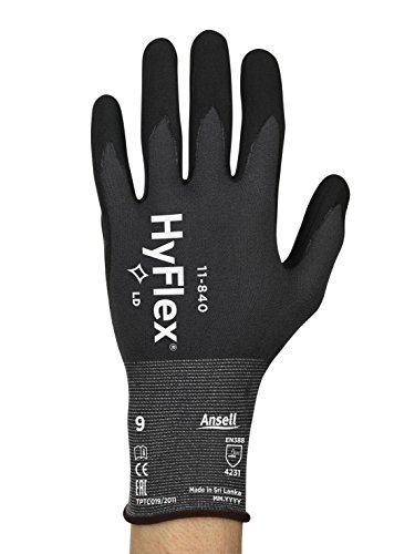 Ansell HyFlex 11-840 Mehrzweckhandschuhe, Mechanikschutz, Schwarz - 2