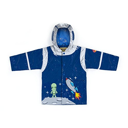 Kidorable Baby Boys Blue Rocket Pocket Space Hero Hooded Rain Coat 12-18M