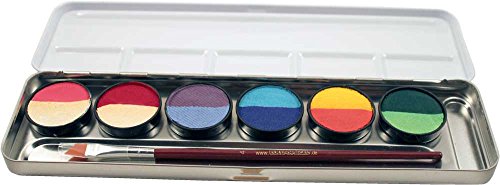 Eulenspiegel 206102 - Schminkpalette aus Metall, Split Cake, 1 Pinsel und 12 Farben