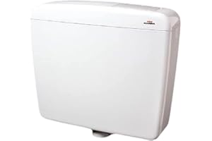 KARIBA Cassetta Wc Esterna Con Tasto Economizzatore Per Lo Scarico Dell'Acqua, Lt. 9, Bianco, Cm 44X33