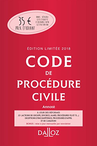 Book's Cover of Code de procédure civile 2018 annoté Édition limitée  109e éd