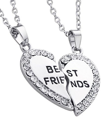 Veuer Girls Silver Jewellery Sweet Friendship Necklace 2 Chains Best Friends Puzzle Heart Friend Christmas Gift For Women, Wife/Girlfriend/Wife