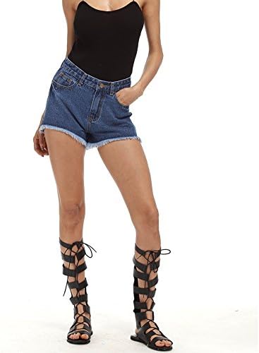 LiuJianQin Jeans ZXQZ Denim Shorts Washed High-waist Denim Shorts Slim Sexy Short Hot Pants Women's jeans (Size : S)