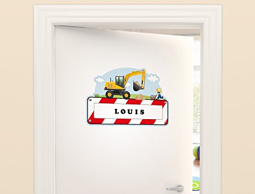 I-love-Wandtattoo Sticker mural adhésif 20?013 Chambre d'enfant Porte sur ilwt Chantier avec nom pour garçon - 30 x 20 cm