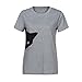 Produktbild Hffan Damen Oberteile Katze T Shirt Hemden Tops Bluse Reizvolle Kurzarm Sommerhemd Lose Mädchen Hemd Blusen Pulli Beiläufig Haushemd Frauen Blusenshirt Sommerbluse Blusentop Tee (Grau, S)