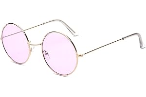 ALWAYSUV Okrągłe, małe, płaskie okulary przeciwsłoneczne, metalowe, w stylu vintage, hipisowskie, dla kobiet/mężczyzn