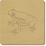 Azeeda 6 x 'Rana' 95mm Cuadrado De Madera Posavasos (CR00126137)