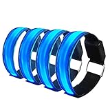 [4pcs Pack] LED-Flash-Armband, Leuchtet das Glühband zum Laufen und für Aktivitäten, austauschbarer Akku - 4 Modi (Immer hell/schnell blinkend/langsam blinkend/aus), 25cm Glow-Armbänder，Unisex