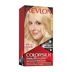 Revlon Colorsilk Beautiful Color, Permanent Hair Color with Keratin, 40ml + 40ml + 11.8ml - 95 Light Sun Blonde (Pack of 1)