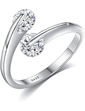 Fashmond Damen Ring Silber 925 mit Kristall Stein Offen und Verstellbar Weihnachtsgeschenk Hochzeit Verlobung...