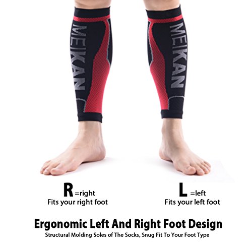 Waden Kompression, MEIKAN – Wadenbandage(1 Paar) / Wadenschutz für Schienbeinverletzungen, zur Linderung von Krampfadern & Wadenschmerzen, Fördert die Durchblutung & verringert Krämpfe – Leistungsverbesserung für Laufen, Joggen, Radfahren, Fitness & Sport – Für Männer & Frauen - 5