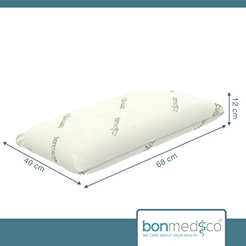 bonmedico® Supreme Pillow (Design 2017), Orthopädisches Kopfkissen und Nackenstützkissen aus Visco-Gelschaum (Memory Foam) Für Allergiker Geeignet inkl. Bambus-Kissenbezug (40 x 80) - 4