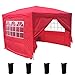 Produktbild FoxHunter wasserdicht 3 m x 3 m Pop-Up-Pavillon Festzelt Markise Partyzelt Himmel 260 g Polyester pulverbeschichtetem Stahl Rahmen 4 Gewicht Taschen Rot