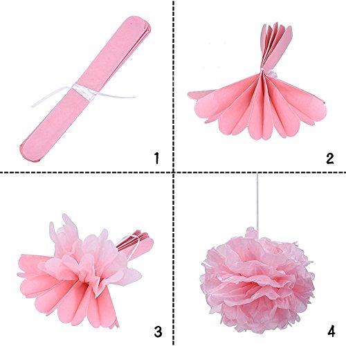 Happy Birthday Girlande Set, Wartoon Habby Birthday Alles Gute Zum Dekoration Deko Geburtstag Girlande Quasten Girlande Geburtstag und 6 Seidenpapier Pompons Rosa Pompoms für Geburtstag Dekoration - 3