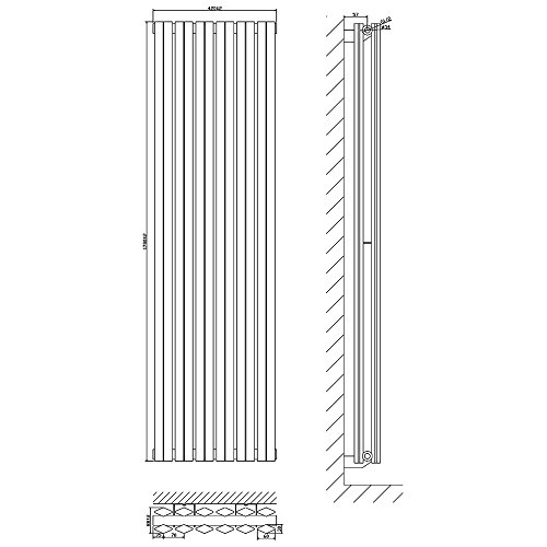 Hudson Reed Heizkörper Vital – Designheizkörper aus Stahl mit Pulverbeschichtung in Anthrazit (RAL 7016) – 1780 x 420 mm – 1881 Watt – Doppellagig – Platzsparend & Effizient – Innovatives Design - 6