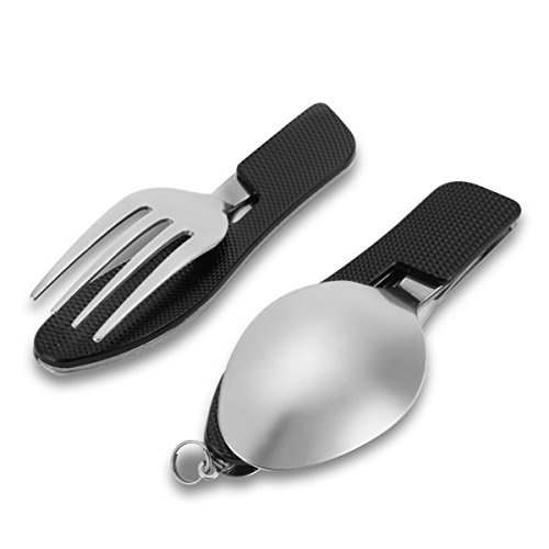 ZITFRI Campingbesteck Klapp-Besteck aus Edelstahl Outdoor Besteck Reisebesteck mit Gürteltasche - 2